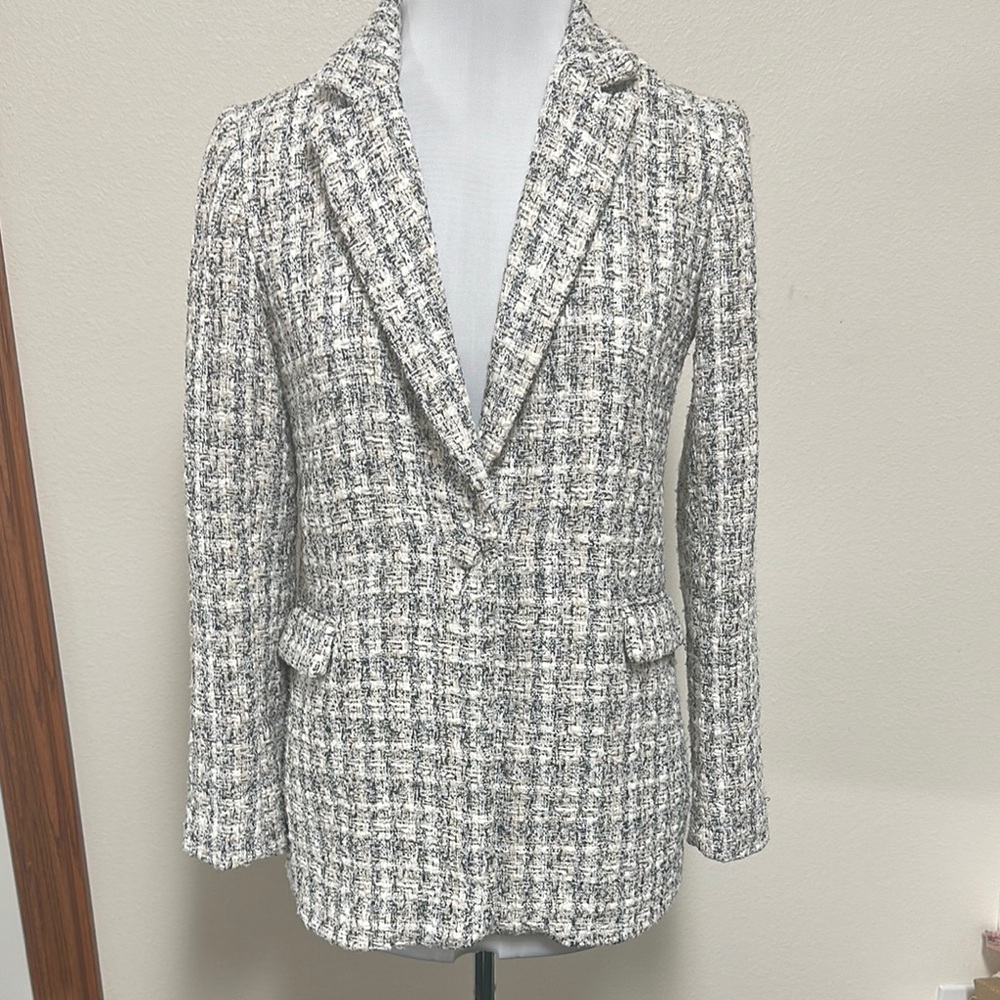 Rachel Zoe Black and White Blazer Tweed Style